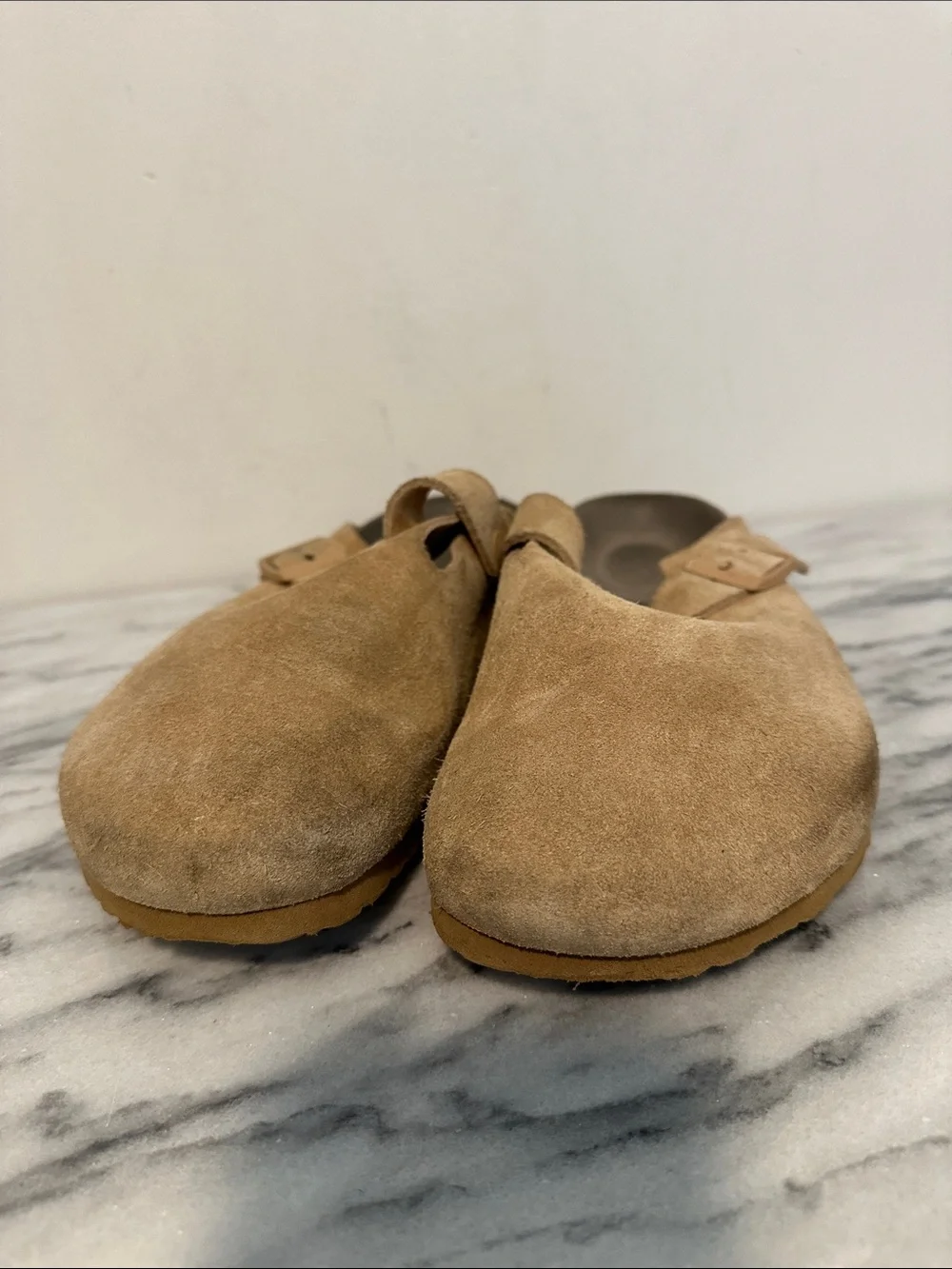 Birkenstocks Men's Suede Slip-On Clog in Tan - Adjustable Buckle Germany Sz 43